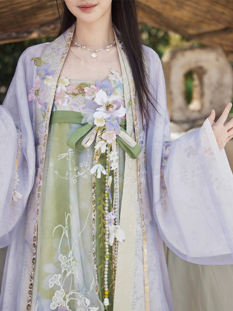 More than thirteen [single step to collect flowers] flower printing suspender skirt han HanFuDreams