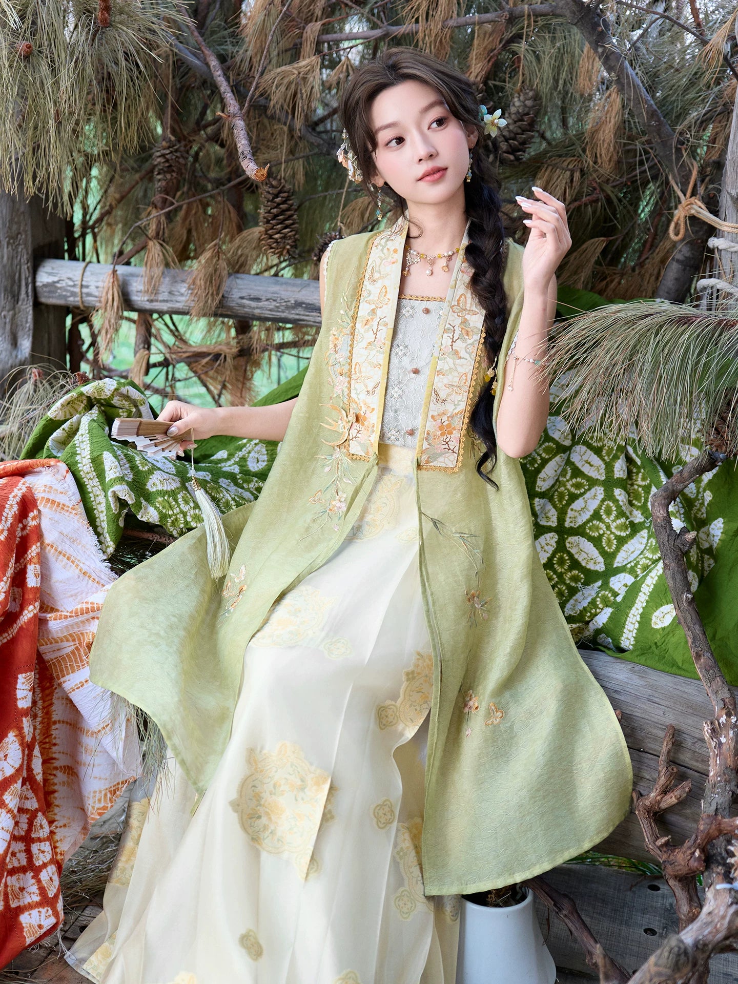 Inkless Art - Ming Tencel Bijia & Elastic Mamian Skirt Set modern HanFuDreams 3-Piece Set XS