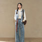 July Eve [Huayang] Lace White Shirt Jacquard Denim Vest Ripped Jeans modern HanFuDreams