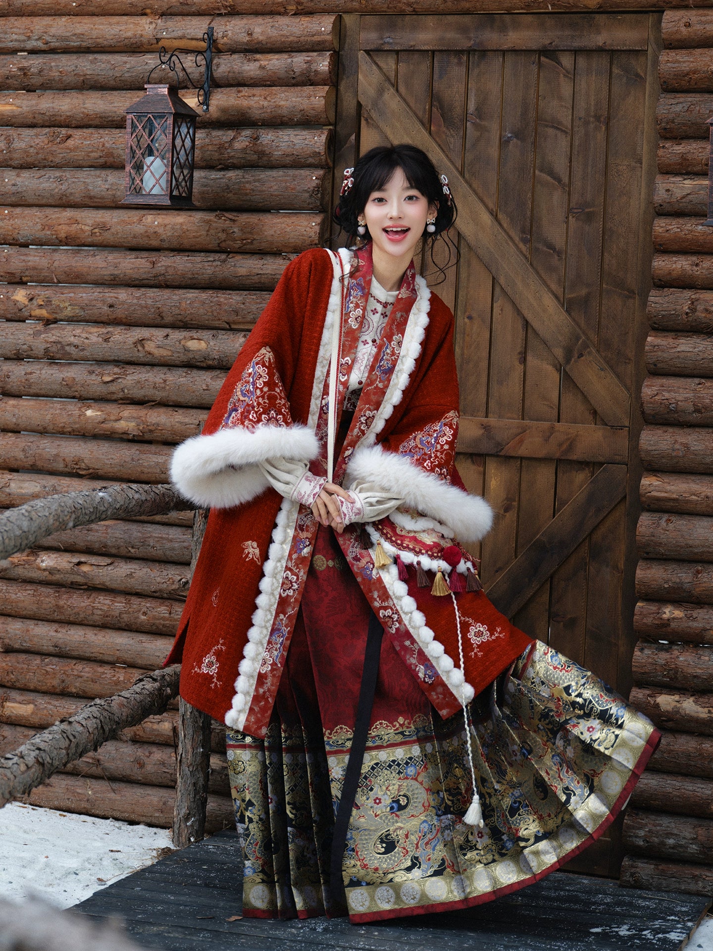 More than thirteen [Chi Yan] embroidered straight neck placket jacket imitation flocked shirt