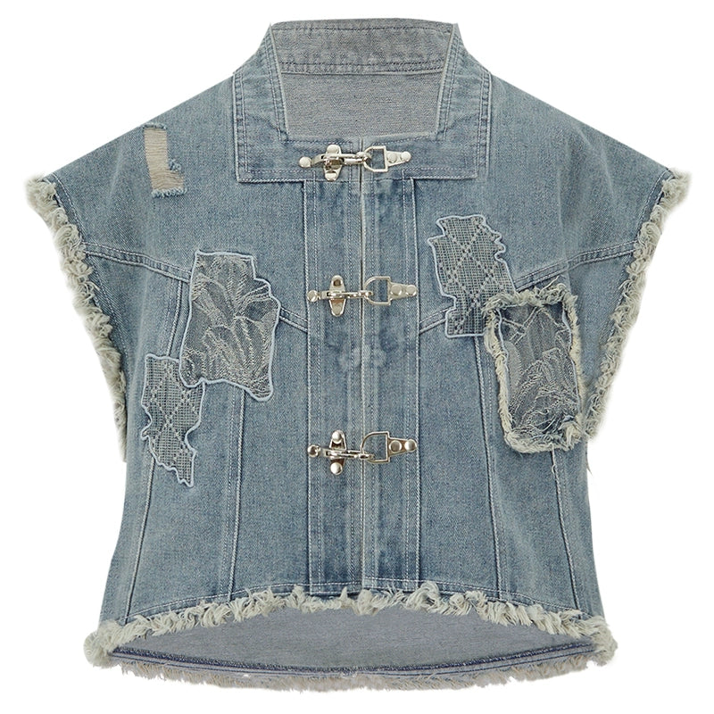 More than thirteen [brocade blue] vest cardigan three-pleat skirt set modern HanFuDreams vest XS