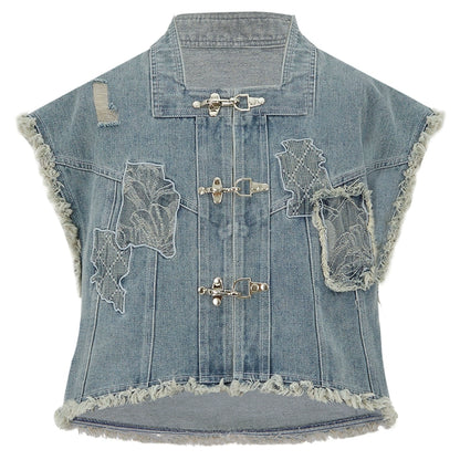 More than thirteen [brocade blue] vest cardigan three-pleat skirt set modern HanFuDreams vest XS