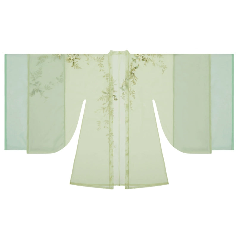 More than thirteen [Wenzhu Qingyin] Spring big-sleeved shirt straight train embroidered cold Hanfu han HanFuDreams Outer sleeve shirt XS
