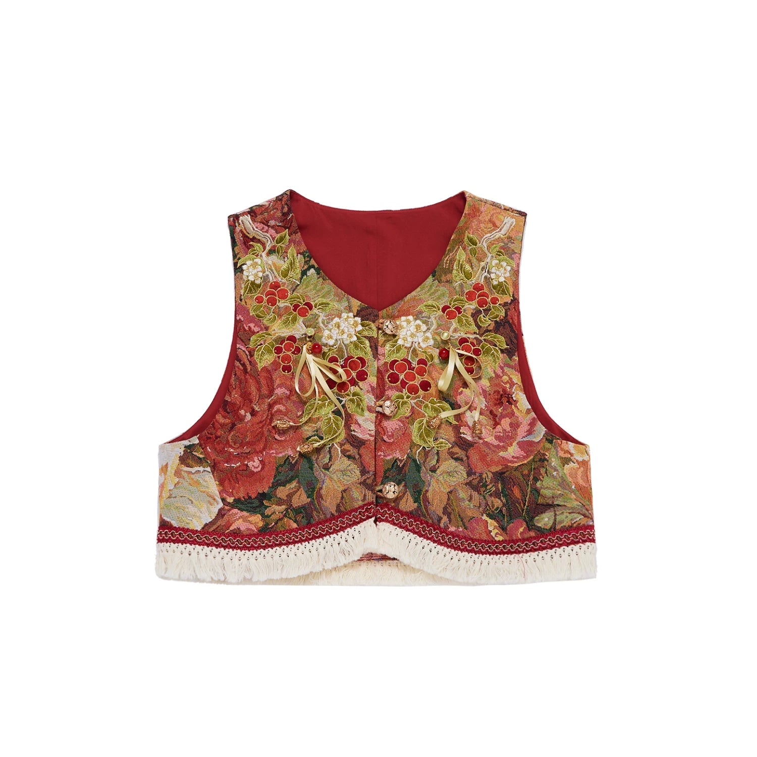 Flower Fairy Story [Red Fruit Manor] Vest Shirt Short Horse Noodles modern HanFuDreams Red Vest S