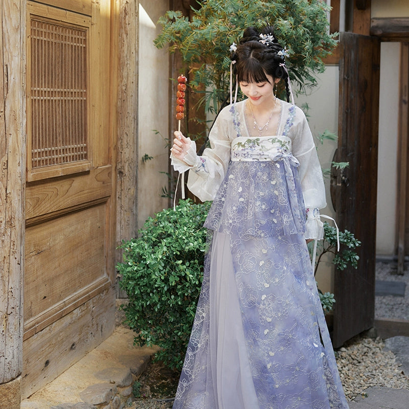 More than thirteen [紫罗灵花] Shen Yue Dongfang Qinlan same Hanfu han HanFuDreams two-piece set S