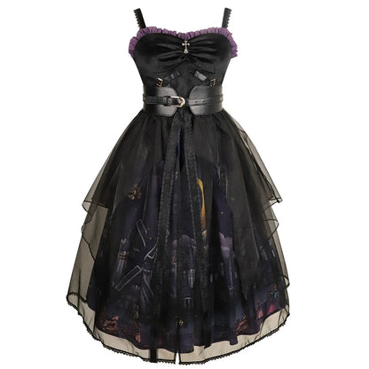 Halloween Sakura Lolita skirt witch town jsk lolita HanFuDreams JSK skirt + cover yarn + waist seal S