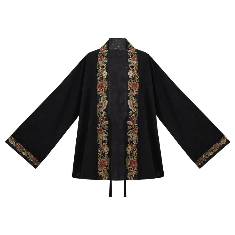 More than thirteen [years old dream] style black gold cardigan horse face skirt Ming ming HanFuDreams Improved cardigan XS