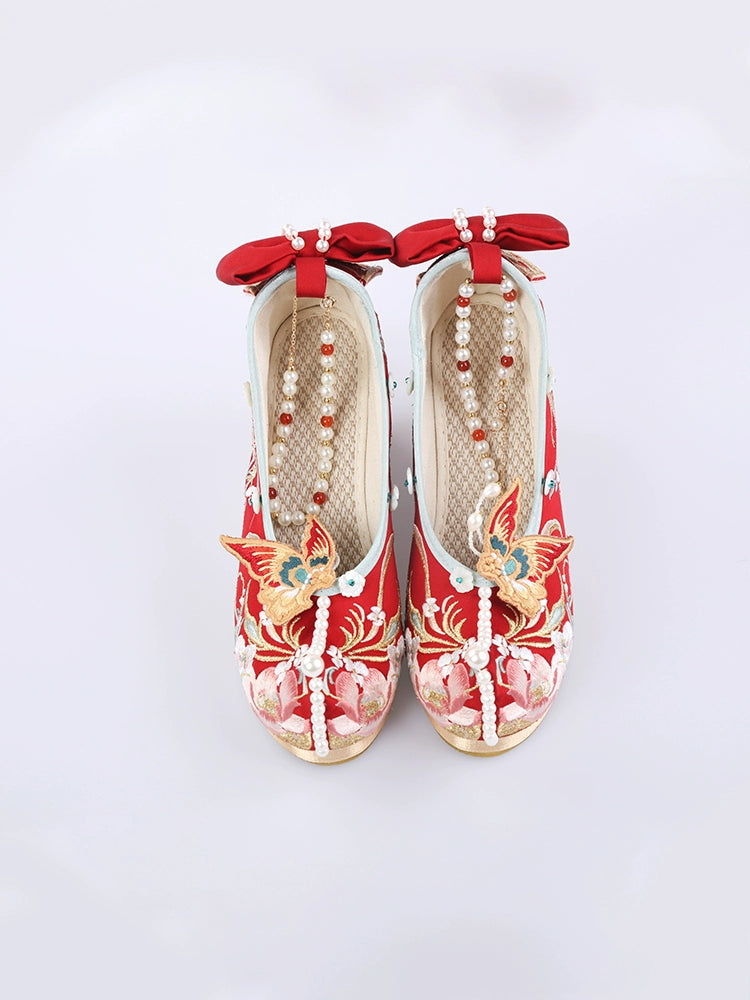 More than thirteen [鸾凤仙羽] embroidered Hanfu wedding shoes women accessories HanFuDreams