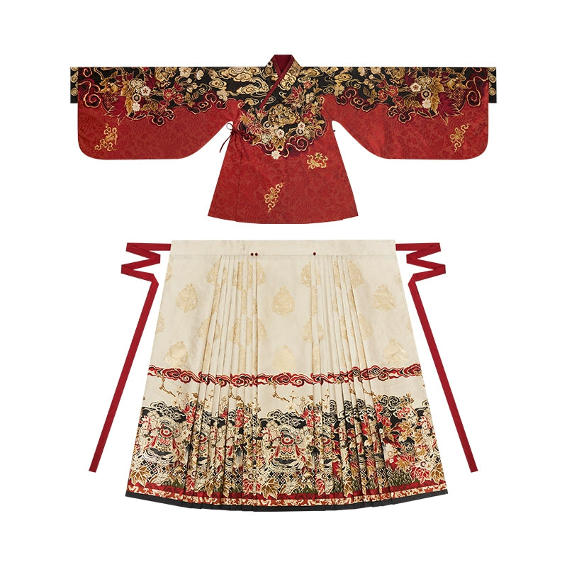 More than thirteen [Xuanma Qiankun] New Year's clothes pipa sleeves horse face skirts Ming ming HanFuDreams Hand-in collar pipa sleeve + horse skirt S