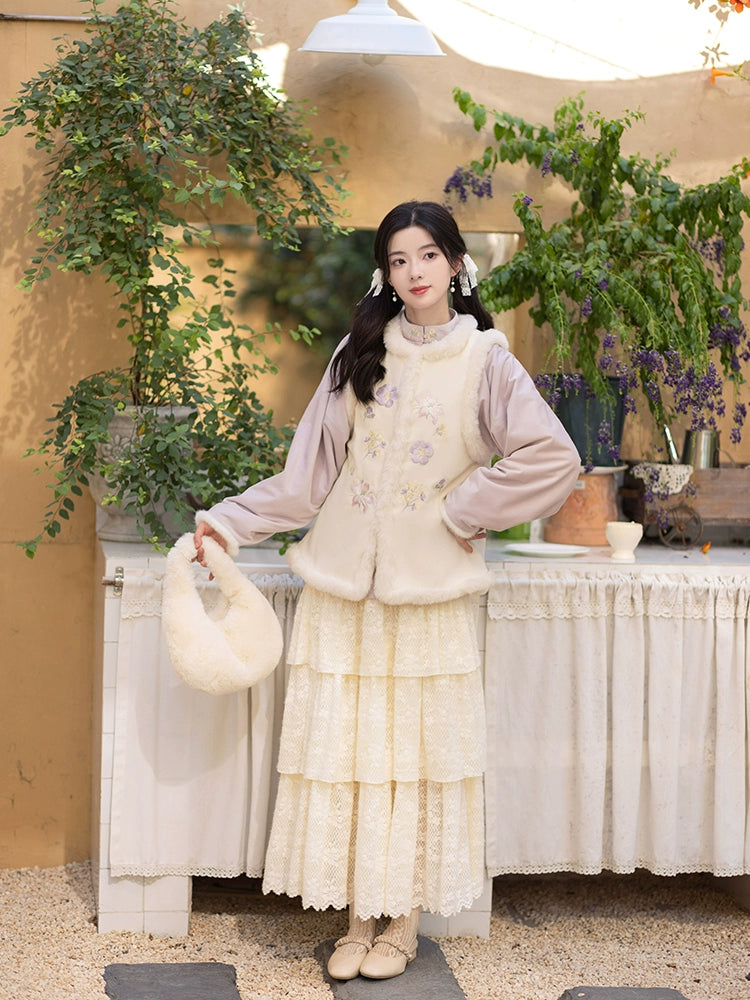 Chi Xia [Taro Shake] is a short jacket with a stand-up collar and a skirt han HanFuDreams