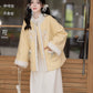 Chi Xia [Fleece Butter] Crew Neck Short Jacket Umbrella Skirt Han han HanFuDreams