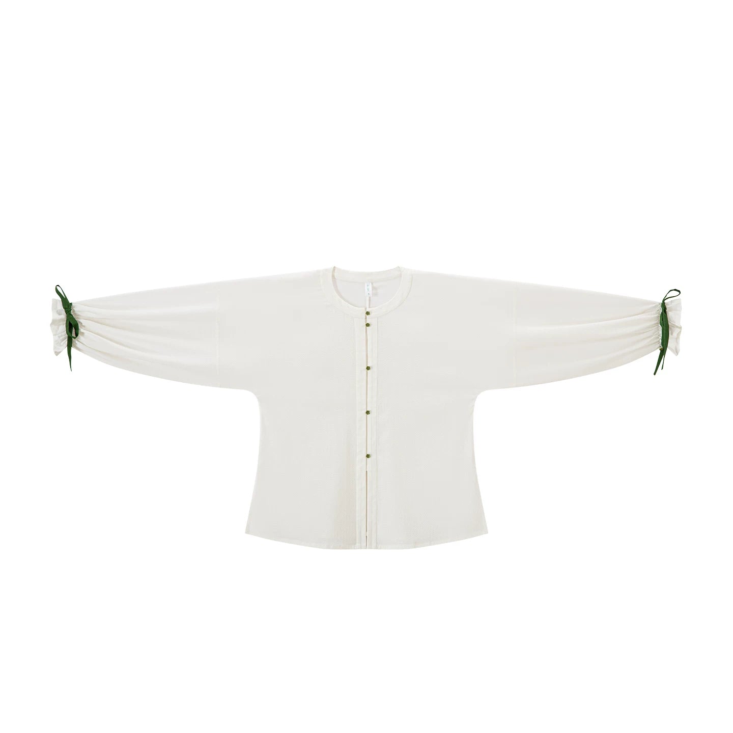 Chi Xia [Qinglu Lily of the Valley] Crew Neck Short Shirt Pleated Skirt han HanFuDreams Crew neck placket cotton blouse S