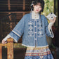 More than thirteen [Xianyunhe] embroidered square collar denim jacket horse skirt modern HanFuDreams