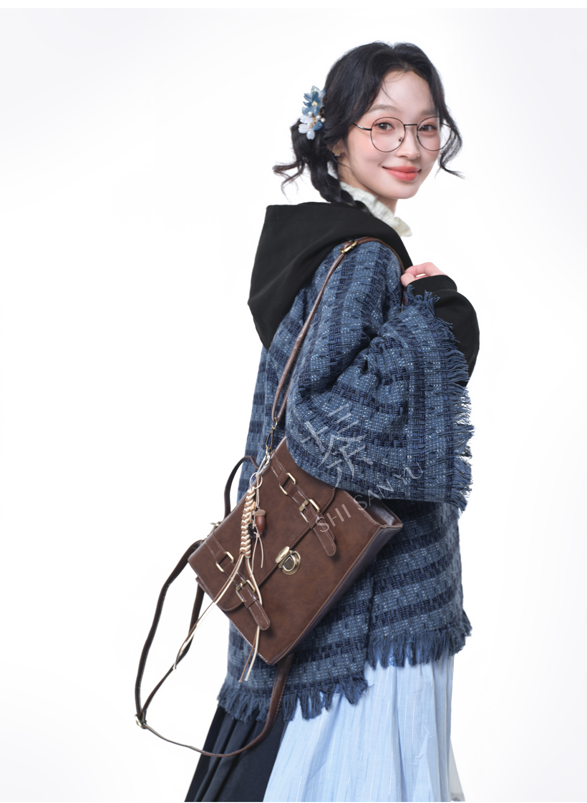 More than thirteen [indigo beads] Xiaoxiangfeng jacket embroidered denim cardigan modern HanFuDreams