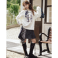 More than thirteen [blue and white] embroidered crew neck sweater spliced denim skirt