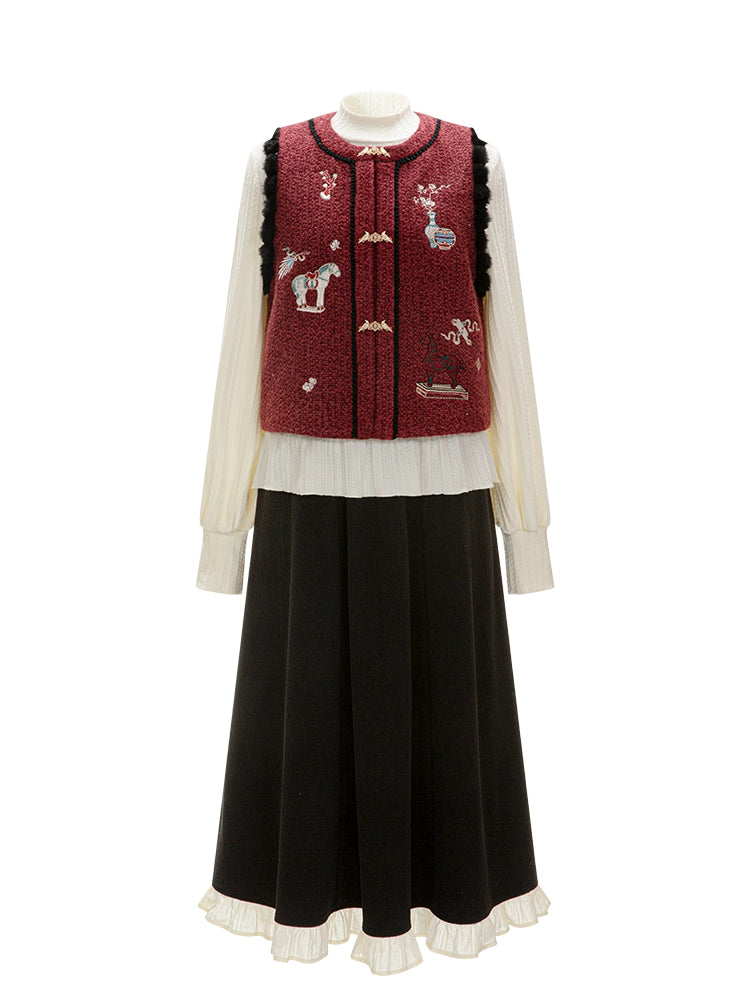 Chi Xia [Bogu Pony] velvet short than armor bottoming shirt six broken skirt