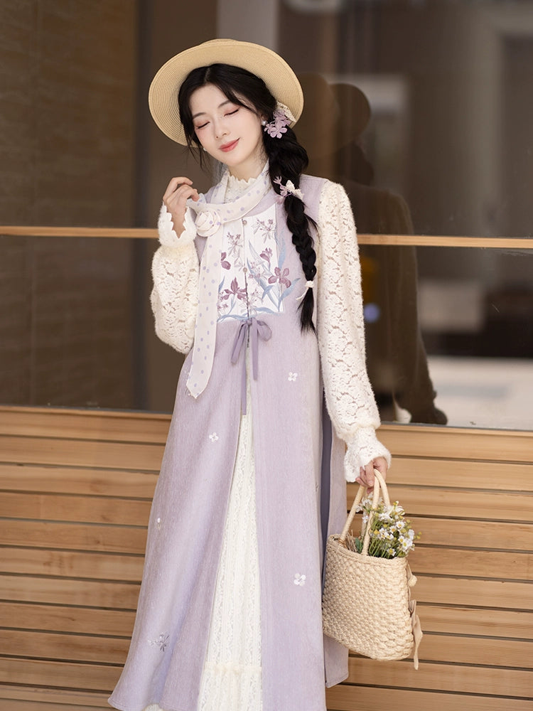 Chi Xia [purple iris] is longer than a knitted shirt lace skirt ming HanFuDreams