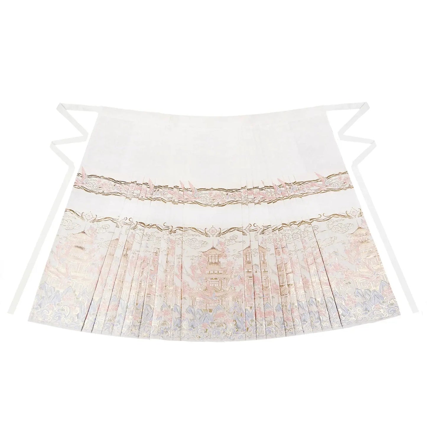 Flower Fairy Story [Yan Yunting] Pipa Sleeve Crossneck Shirt Blue Horse Skirt Set Ming ming HanFuDreams Yan Yunting white horse dress S