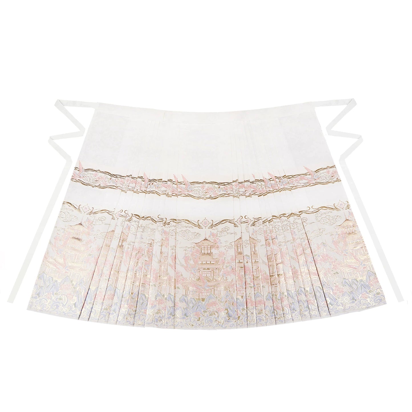 Flower Fairy Story [Yan Yunting] Pipa Sleeve Weaving Gold Horse Dress Set Ming ming HanFuDreams Yan Yunting white horse dress S