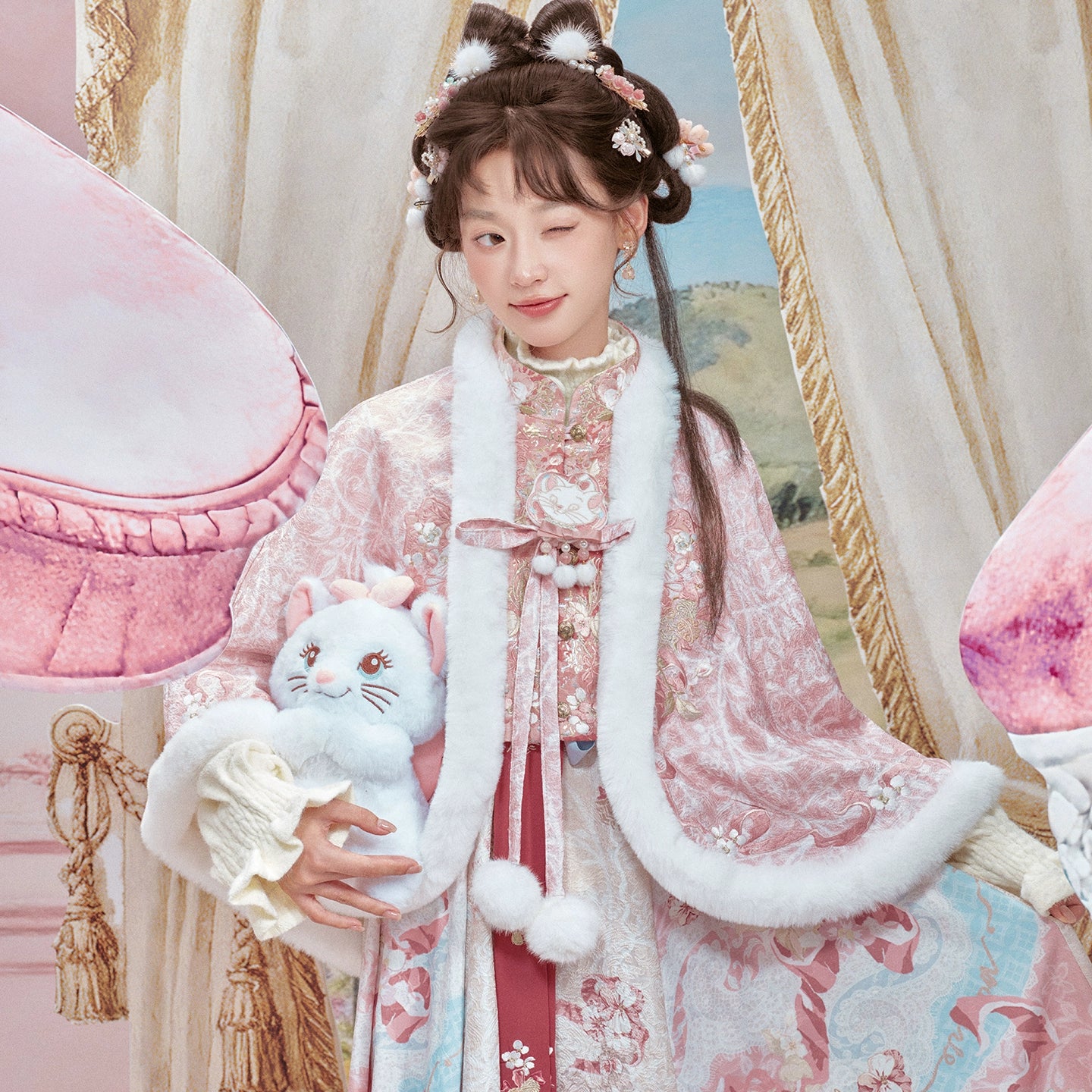 More than thirteen [cat letters] plush cloak suspender skirt Hanfu han HanFuDreams Two-piece set (excluding the inner one) S