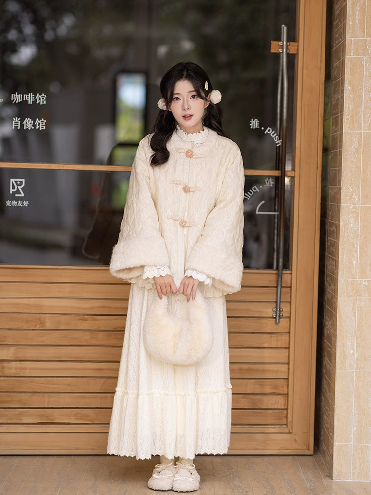 Chi Xia [Bright Moon] Ming round neck quilting cotton short jacket HanFuDreams