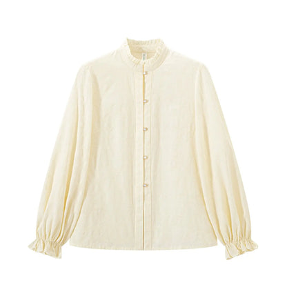 Ming Long Bijia Vest, Short Top & Wide-Leg Pants – Modernized Hanfu modern Chixia Cotton short shirt with a pair of collars S
