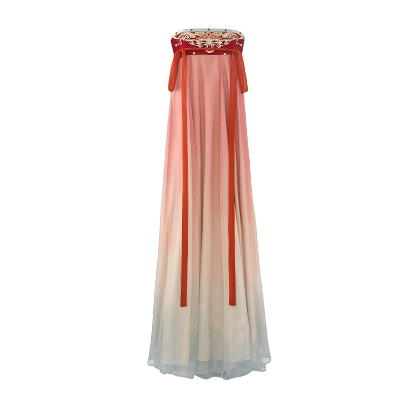 More than thirteen [鸾凤仙羽] straight collar chest skirt wedding dress Tang Hanfu women tang HanFuDreams Chest-length skirt (including anti-drop shoulder straps) XS