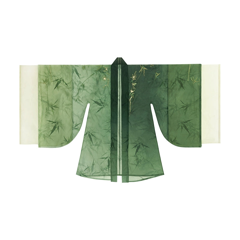 More than thirteen [月隐竹亭] Liu Shishi Oriental Huai Bamboo with the same Hanfu song HanFuDreams Large Sleeve Shirt (Double Sleeve) S
