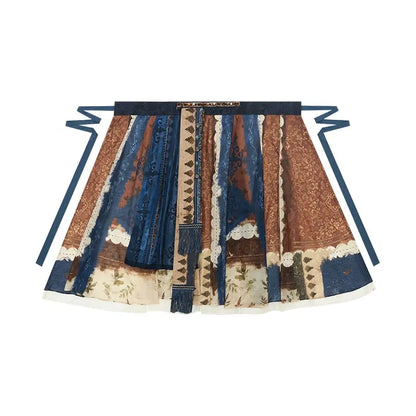 [desert songs] exotic wind embroidered vest round neck shirt broken skirt modern HanFuDreams Broken skirt (including flakes) S