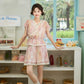 More than thirteen [Xiaohe Flip] Summer national style smudged pink top and shorts set HanFuDreams two-piece set S