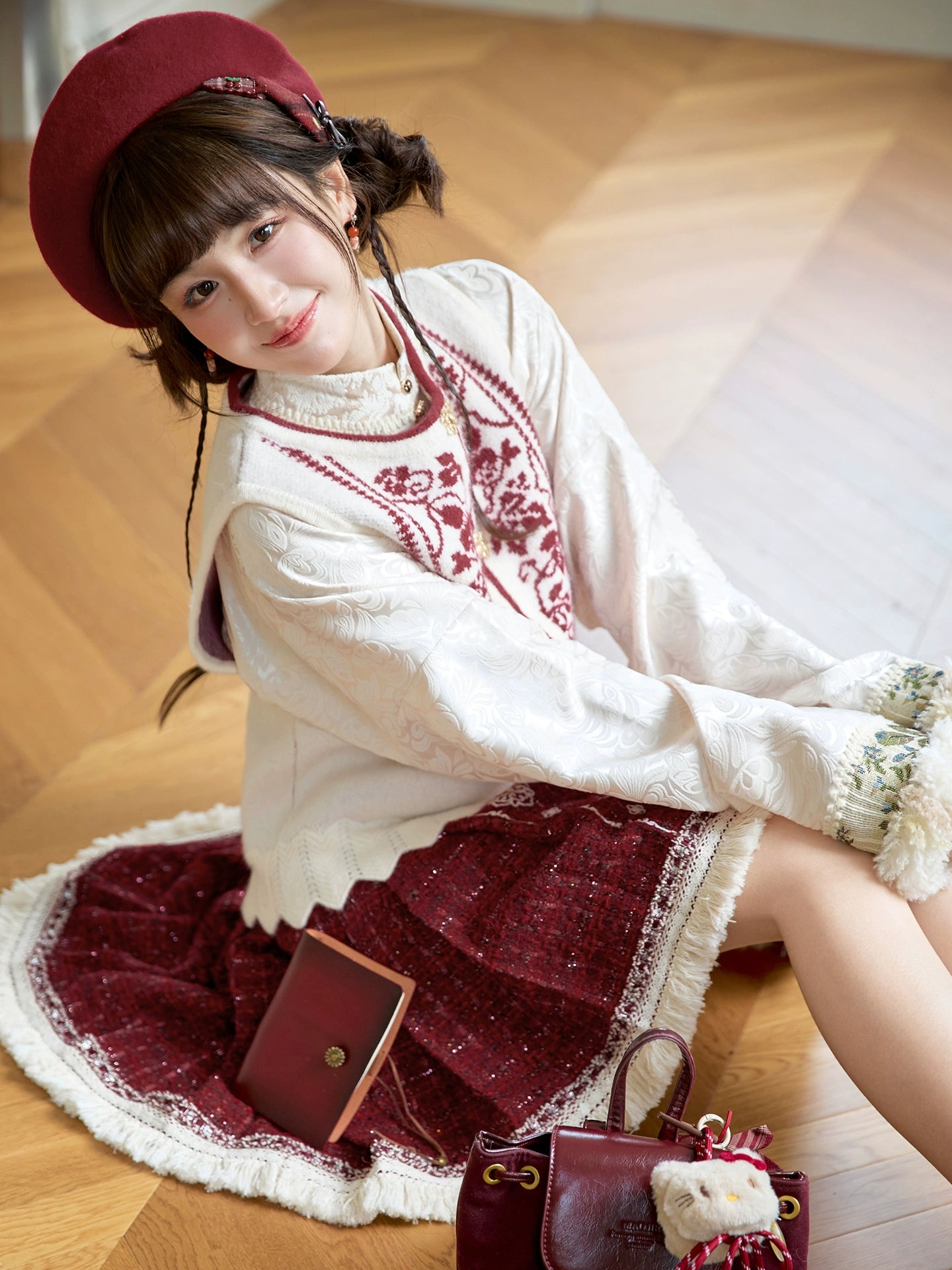 More than thirteen [Fulu flowers] knitted jacquard than nail sweater short horse face set modern HanFuDreams