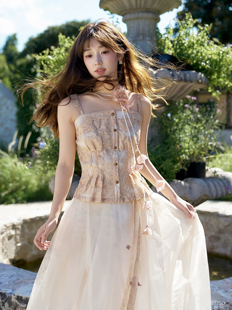 More than thirteen [peach mist towards the smoke] lace suspender embroidered horse dress autumn ming HanFuDreams