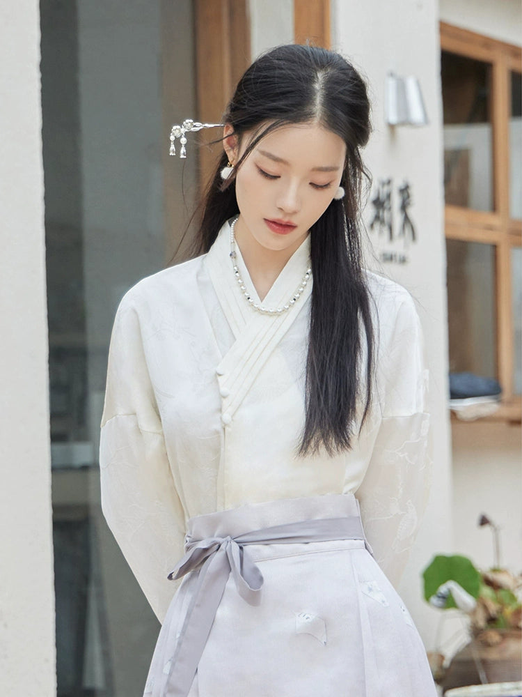 More than thirteen [magpie] national style white shirt blouse modern HanFuDreams
