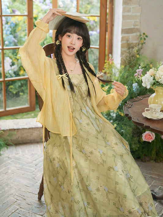 More than thirteen [jasper makeup] Tencel cardigan suspender dress modern HanFuDreams