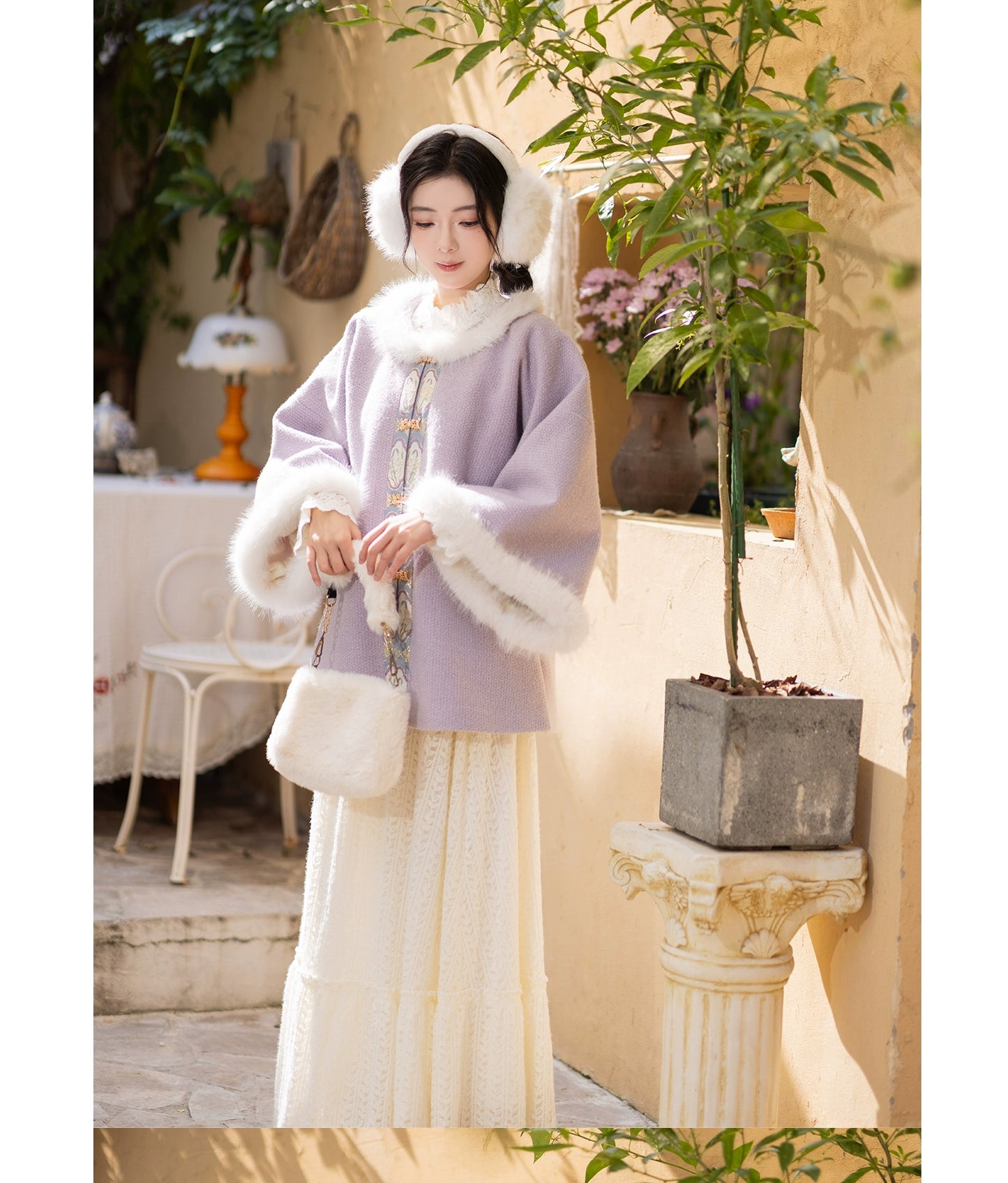 Chi Xia [Narcissus Dream Shadow] Zhaojun Jacket Fleece Crew Neck Short Jacket Ming ming HanFuDreams