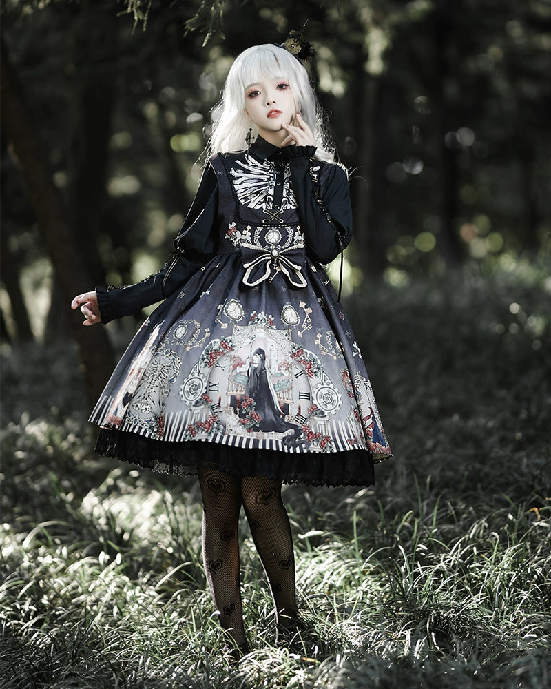 Halloween Sakura Love Goth Lolita Black Fairy Jsk Diablo Vintage Gemini lolita HanFuDreams