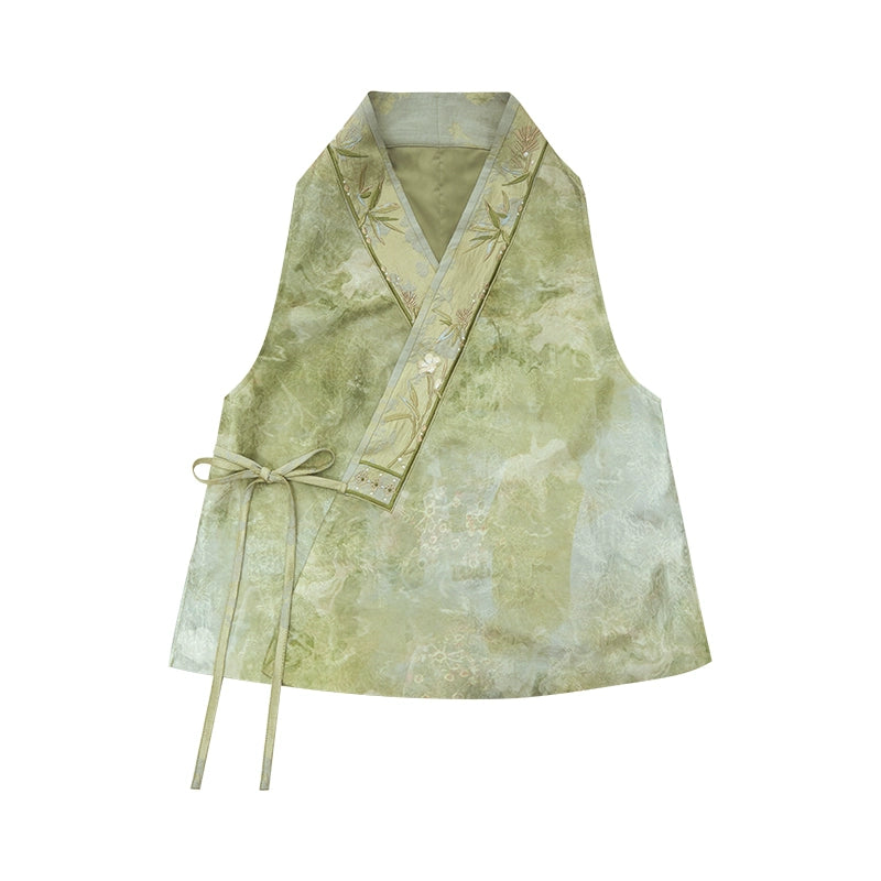 More than thirteen [green mangosteen] embroidered bijia three-pleated skirt Hanfu women han HanFuDreams Bijia (improved) S