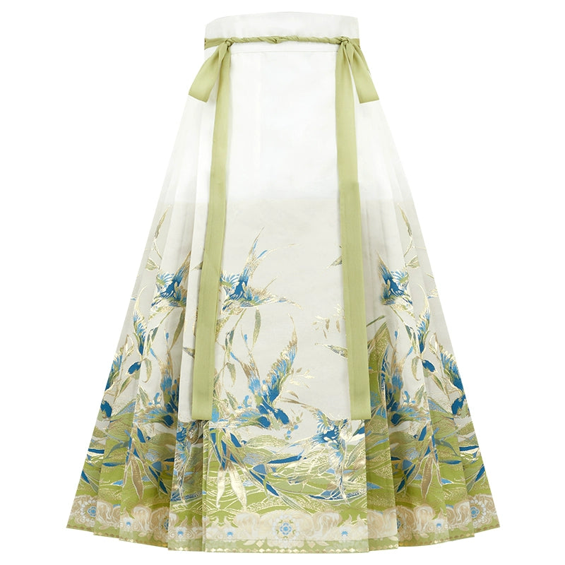 More than thirteen [Jade Bird Huanchuan] Ming-made cloud-shouldered horse-face skirt bachelor's dress ming HanFuDreams Medium and long horse skirt XS