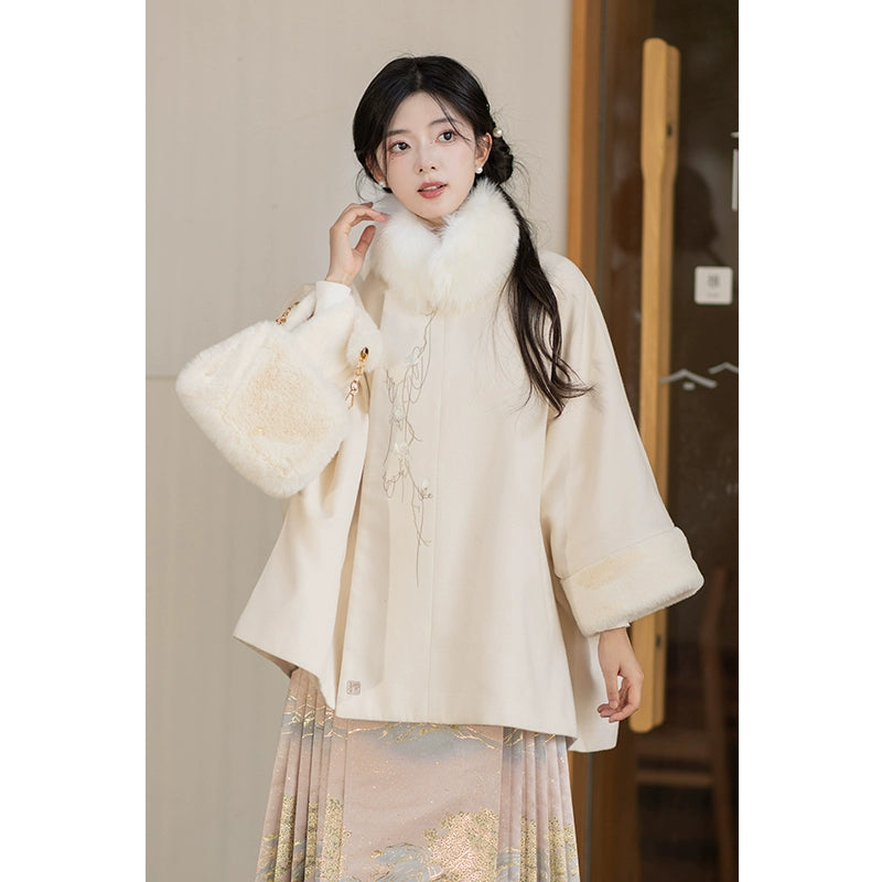 Han element cloak coat imitation fox fur collar hanfu women