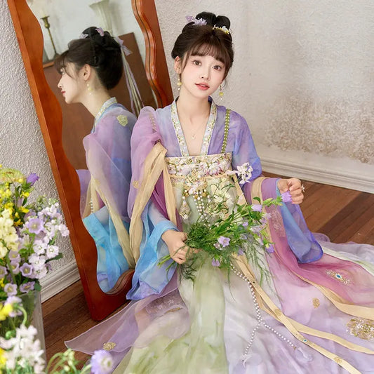 Tang Dynasty Chest-Length Skirt Hanfu tang More than thirteen four-piece set XS
