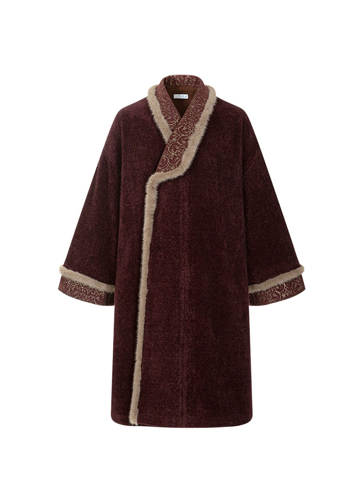 Chi Xia [Weaving Hua] Fleece Chenier Tang Coat Multi-colored Tang System
