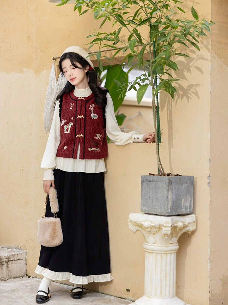 Chi Xia [Bogu Pony] velvet short than armor bottoming shirt six broken skirt