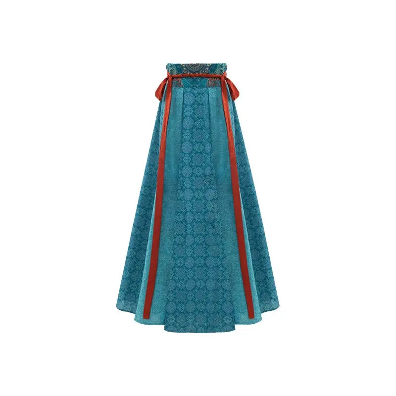 July Eve [Shumiyu Mingke] Fake two-piece pleated clothes, embroidered suspenders skirts han HanFuDreams Eight broken skirts XS