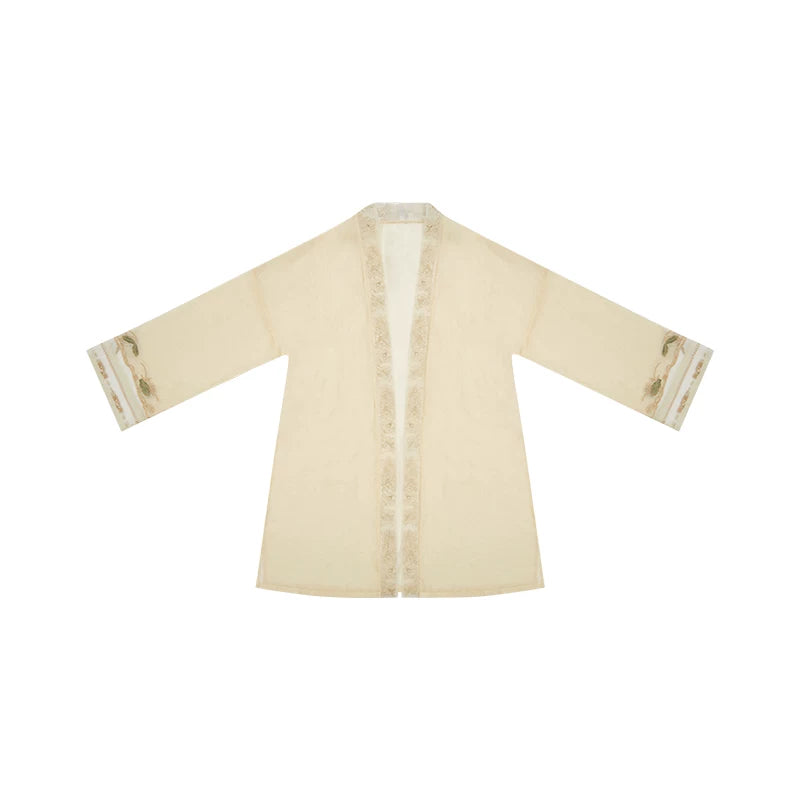 [Lotus Ferry] Song Dynasty Lyocell Green Hanfu Set song Shisanyu Short-Sleeve Blouse S