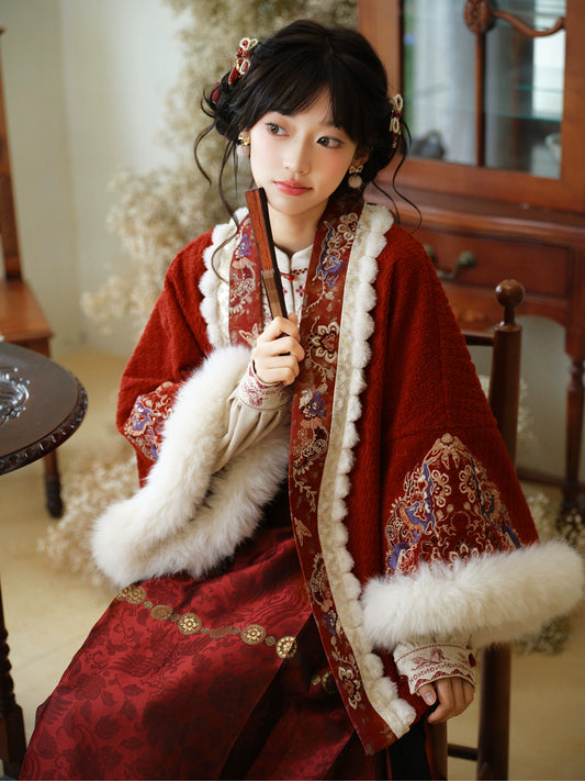 More than thirteen [Chi Yan] embroidered straight neck placket jacket imitation flocked shirt