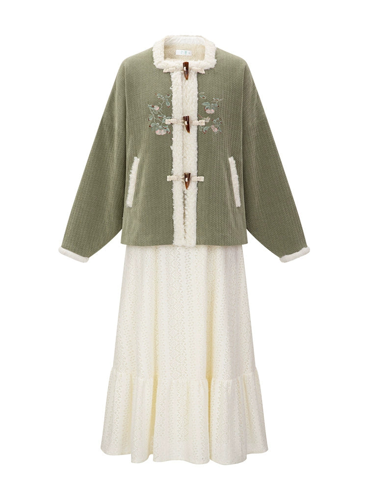 Han-style Short Jacket with Lace Skirt Hanfu