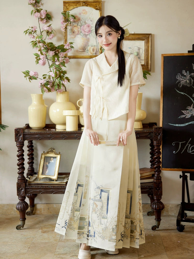 More than Thirteen [Painted Evening] New Chinese Horse Skirt Suit Women modern HanFuDreams