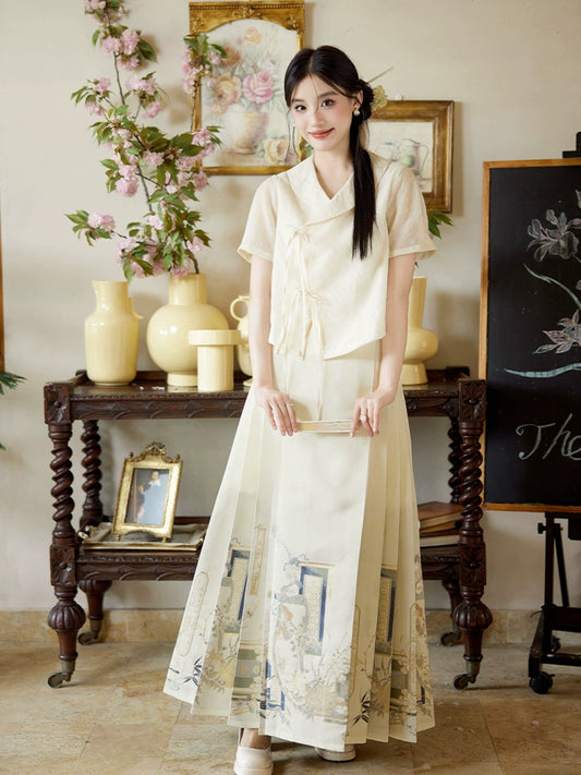 More than Thirteen [Painted Evening] New Chinese Horse Skirt Suit Women modern HanFuDreams
