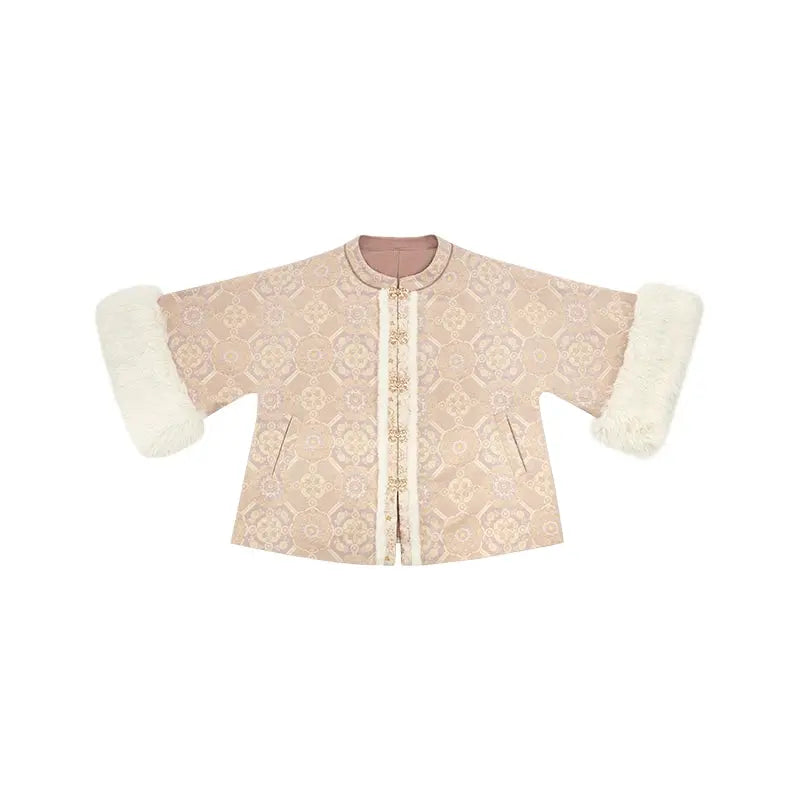 July Eve [Gold Powder] Gentle Jacket Closure Knitted Sweater Warm Jacket han HanFuDreams Gold powder reflects snow, Zhaojun jacket XS