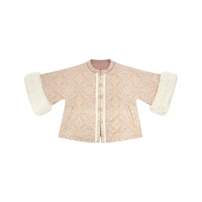 July Eve [Gold Powder] Gentle Jacket Closure Knitted Sweater Warm Jacket han HanFuDreams Gold powder reflects snow, Zhaojun jacket XS